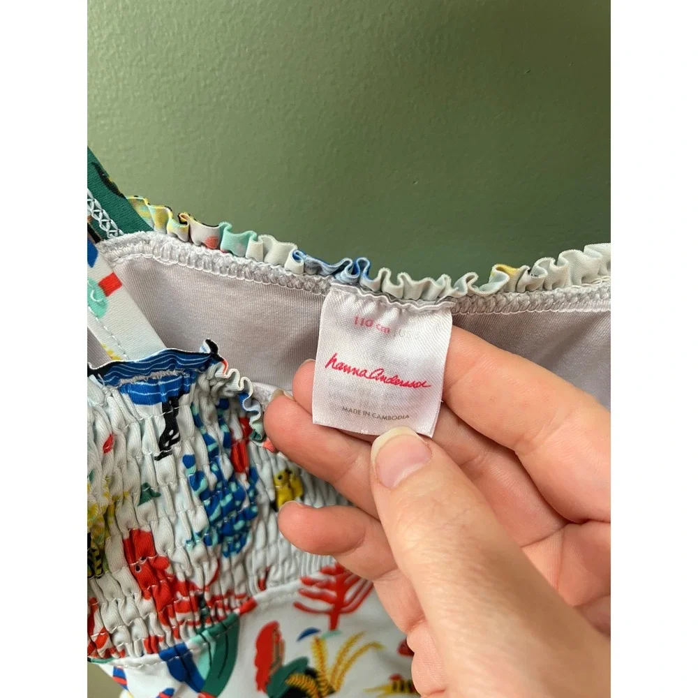 Hanna Andersson Kids Sea Life Whale Smocked One Piece Swimsuit Multicolor 110 5 - Picture 2 of 4
